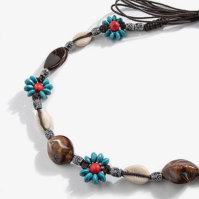 Womens Bohemian Beaded Braided Waist Belt with Adjustable Tie Closure