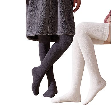 Plush Over The Knee High Elasticity Solid Color Thermal Socks