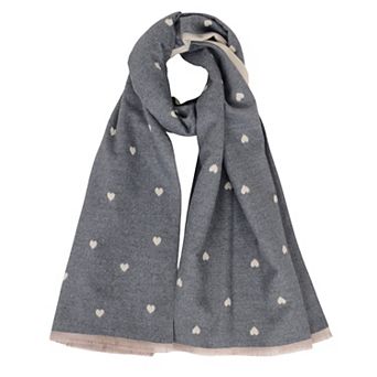 Heart Pattern Reversible Warm Scarf Soft Double Sided Winter Wrap