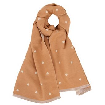 Heart Pattern Reversible Warm Scarf Soft Double Sided Winter Wrap