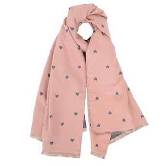Heart Pattern Reversible Warm Scarf Soft Double Sided Winter Wrap