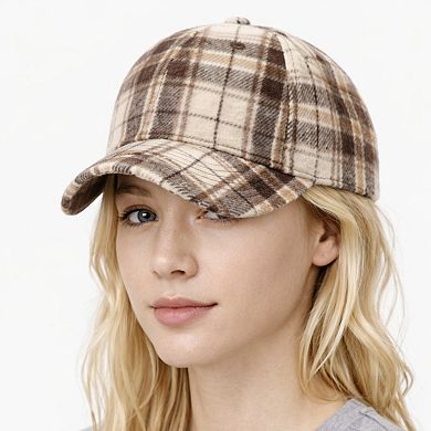 Plaid Baseball Cap with Curved Brim Soft Structured Crown and Adjustable Back Strap