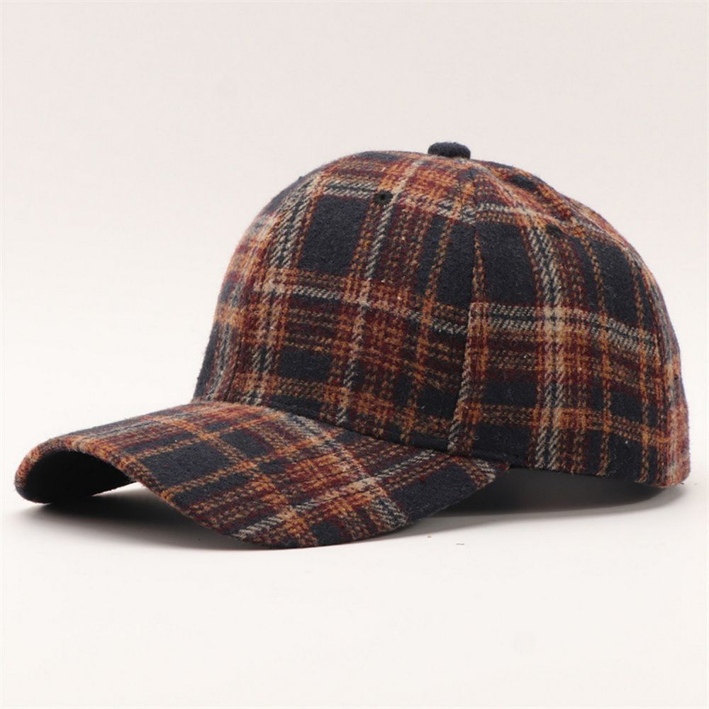 Plaid Baseball Cap with Curved Brim Soft Structured Crown and ...