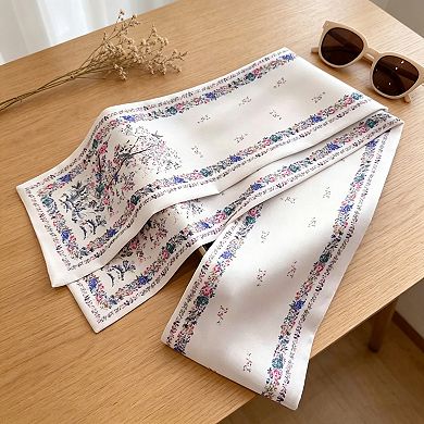 Women's Paisley Print Satin Long Scarf with Smooth Finish and Narrow Profile Design 57x4.7in
