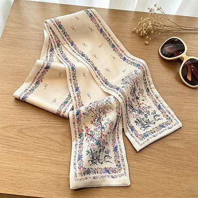 Women's Paisley Print Satin Long Scarf with Smooth Finish and Narrow Profile Design 57x4.7in