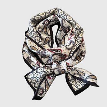 Paisley Print Satin Long Scarf with Smooth Finish and Narrow Profile Design 57x4.7in