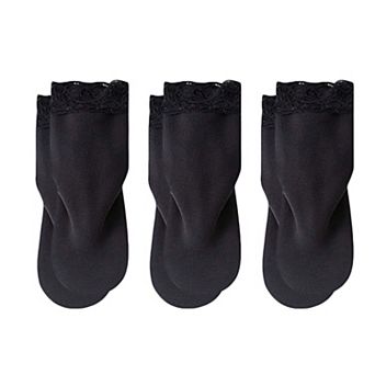 Women’s Lace Trim Crew Socks 3-pair Set Soft Knit Stretchy Dress Socks with Decorative Cuff