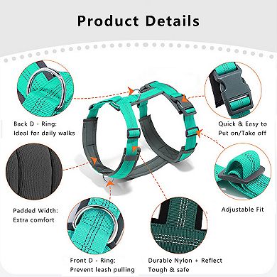 No Pull Dog Harness Reflective Adjustable Soft Padded Step-In Pet Harness for All Breeds