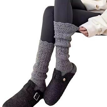 Women's Openwork Knit Crew Socks Soft Stretch Cozy Textured Socks for Everyday Wear and Layering