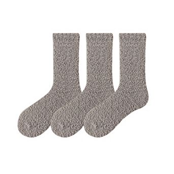 Women’s Plush Crew Socks 3-Pair Set Soft High Pile Knit Warm Stretchy Cozy Winter Socks