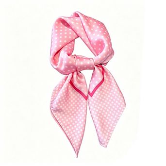 Polka Dot Satin Square Scarf with Framed Border Detail and Smooth Lightweight Finish 27.5x27.5in