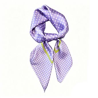 Women's Polka Dot Satin Square Scarf with Framed Border Detail and Smooth Lightweight Finish