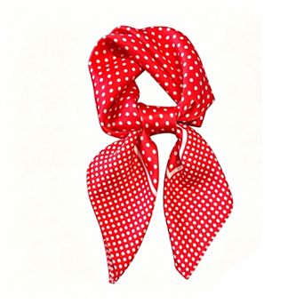 Women's Polka Dot Satin Square Scarf with Framed Border Detail and Smooth Lightweight Finish