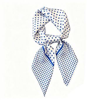 Women's Polka Dot Satin Square Scarf with Framed Border Detail and Smooth Lightweight Finish