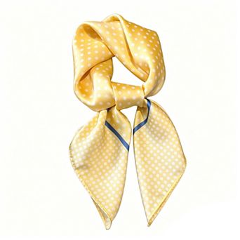 Women's Polka Dot Satin Square Scarf with Framed Border Detail and Smooth Lightweight Finish