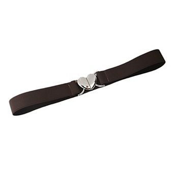 Womens Elastic Waist Belt with Heart Buckle