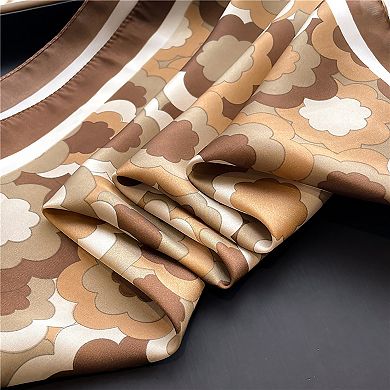Womens Satin Square Scarf Retro Floral Pattern Neck Bag Accessory
