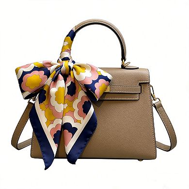 Womens Satin Square Scarf Retro Floral Pattern Neck Bag Accessory