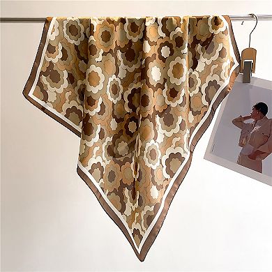 Womens Satin Square Scarf Retro Floral Pattern Neck Bag Accessory