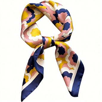 Womens Satin Square Scarf Retro Floral Pattern Neck Bag Accessory