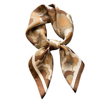 Womens Satin Square Scarf Retro Floral Pattern Neck Bag Accessory