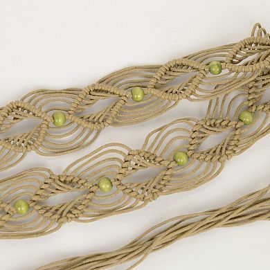 Womens Casual Braided Rope Belt with Wooden Ring