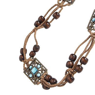 Bohemian Rhinestone Braided Waist Belt with Beaded Cord Tie