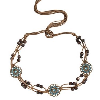 Bohemian Rhinestone Braided Waist Belt with Beaded Cord Tie