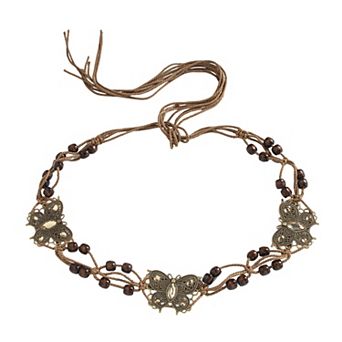 Bohemian Rhinestone Braided Waist Belt with Beaded Cord Tie