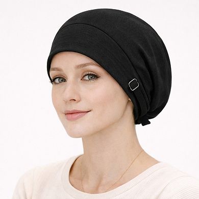 Adjustable Satin-Lined Sleep Bonnet with Soft Stretch Fit and Secure Strap Closure