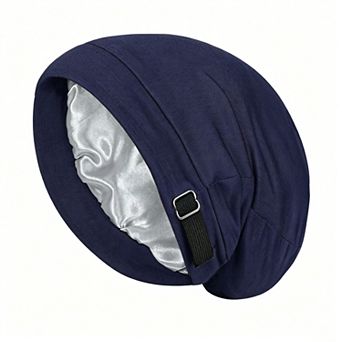 Adjustable Satin-Lined Sleep Bonnet with Soft Stretch Fit and Secure Strap Closure