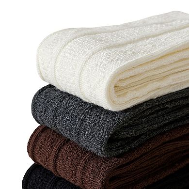 1-pcak Womens Vintage Knit Knee High Socks Soft Stretch Cable Texture