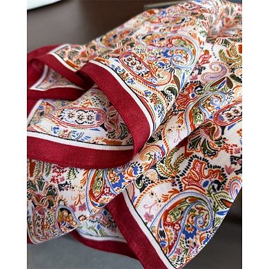 Paisley Print Satin Square Scarf with Smooth Finish and Neatly Rolled Edges 26.7x26.7in