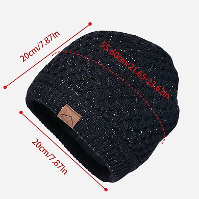 Womens Knit Beanie Hat with Ponytail Opening Soft Slouchy Winter Cap