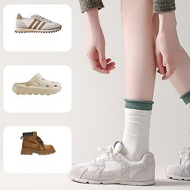 3-Pair Women's Ribbed Crew Socks with Contrast Heel Toe Accents Everyday Comfort Gift Set