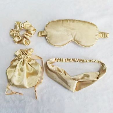 Women's 4-Piece Satin Sleep Accessory Set with Eye Mask Headband Scrunchie