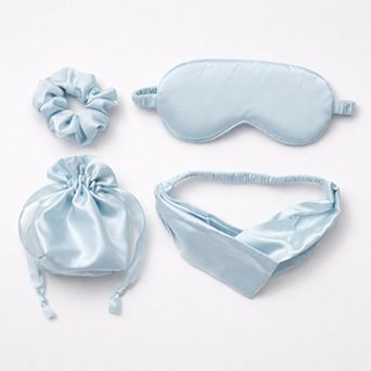 Women's 4 pc Satin Sleep Accessory Set with Eye Mask Headband Scrunchie