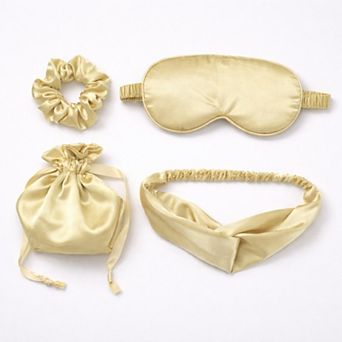 Women's 4 pc Satin Sleep Accessory Set with Eye Mask Headband Scrunchie