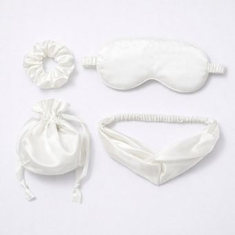 Women's 4 pc Satin Sleep Accessory Set with Eye Mask Headband Scrunchie
