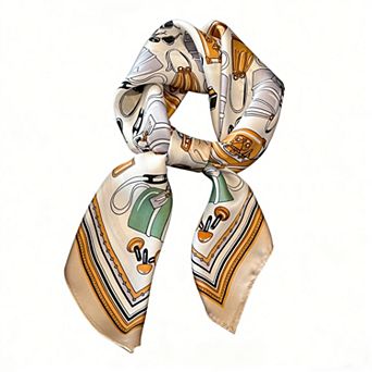 Womens Square Scarf with Handbag Illustration Print