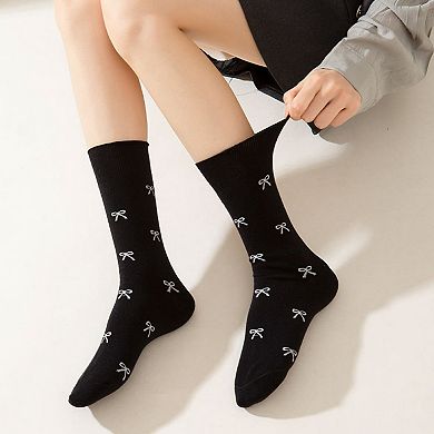 4-Pair Women's Soft Knit Crew Socks with Minimal Logo Detail Stretch Fabric Everyday Comfort Set