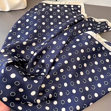 Satin Polka Dot Square Scarf with Contrast Border
