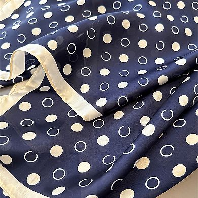 Satin Polka Dot Square Scarf with Contrast Border