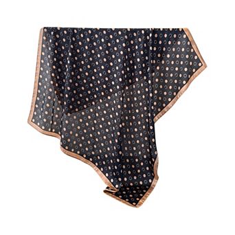Satin Polka Dot Square Scarf with Contrast Border