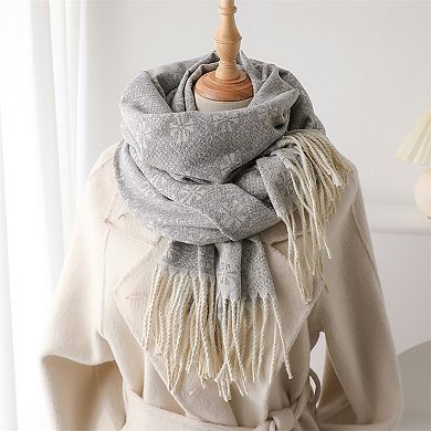 Womens Soft Winter Scarf with Fringe Detail Warm Lightweight Wrap