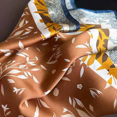 Satin Square Scarf with Botanical Print Soft Accessory