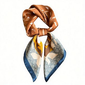Satin Square Scarf with Botanical Print Soft Accessory