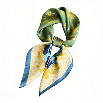 Satin Square Scarf with Botanical Print Soft Accessory