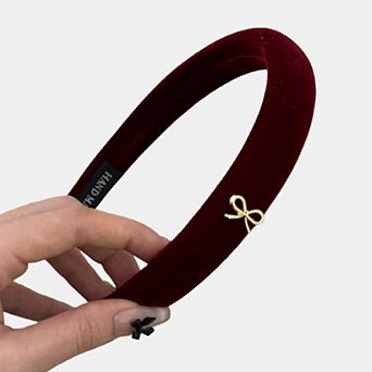 Padded Headband with Soft Velvet Texture and Delicate Bow Accent Detail