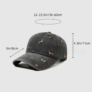 Embroidered Dog Baseball Cap with Curved Brim Soft Structured Crown and Adjustable Back Strap